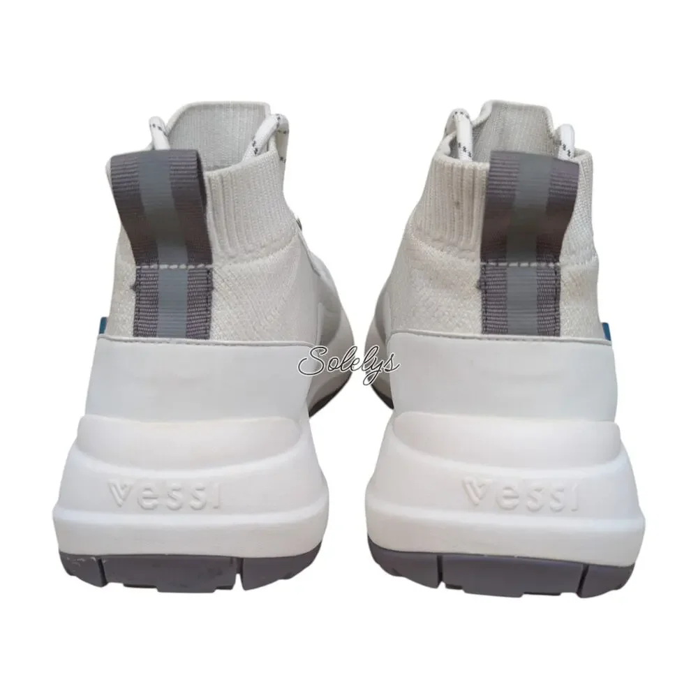 Vessi Stormburst Womens 5 White Granite Waterproof High Top Knit Sneaker Boot